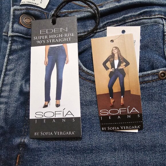 Slim Straight Super High Rise Sofia Vergar Women Jeans Eden 90s Light Distressed - Picture 2 of 7